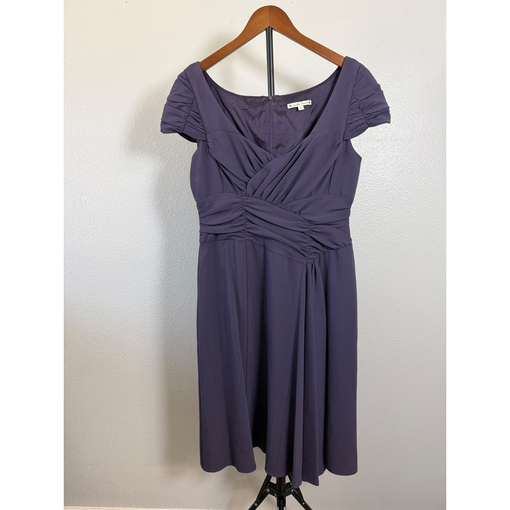 Nanette Lepore Purple Ruched Sweetheart Cap Sleeve Cocktail Dress Size 12